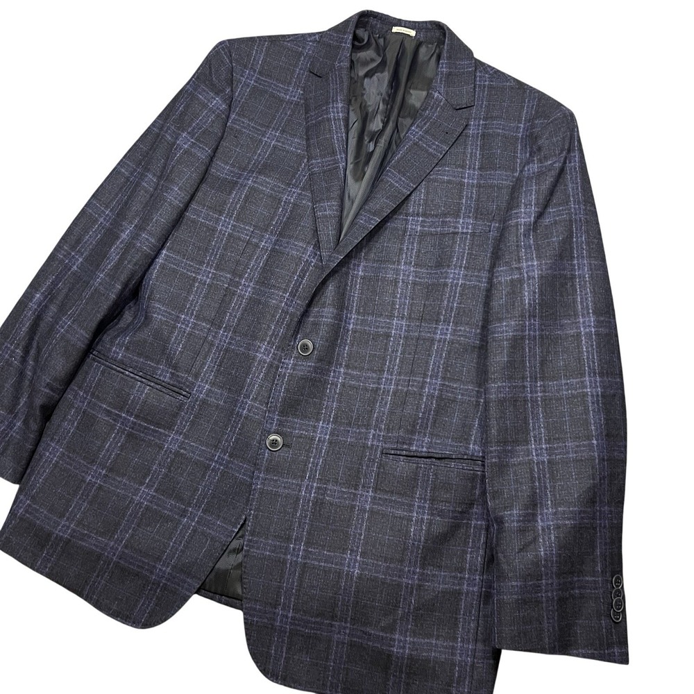Joseph Abboud Heritage Blazer Mens 48L Blue Plaid Wool Zignone Italy Sport Coat